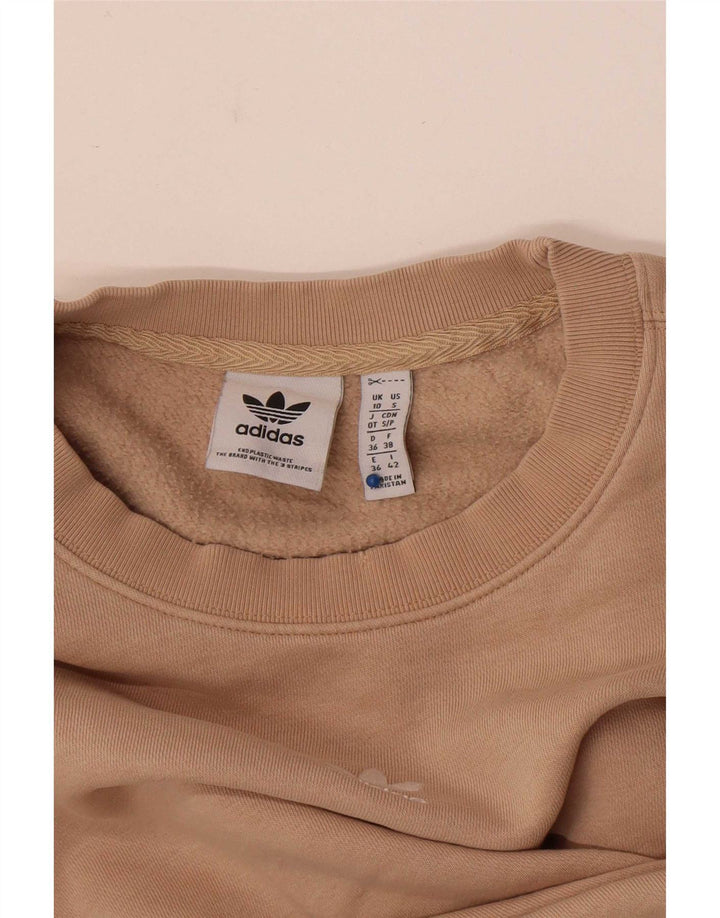 Adidas Womens Crop Oversized Sweatshirt Jumper UK 10 Small Beige