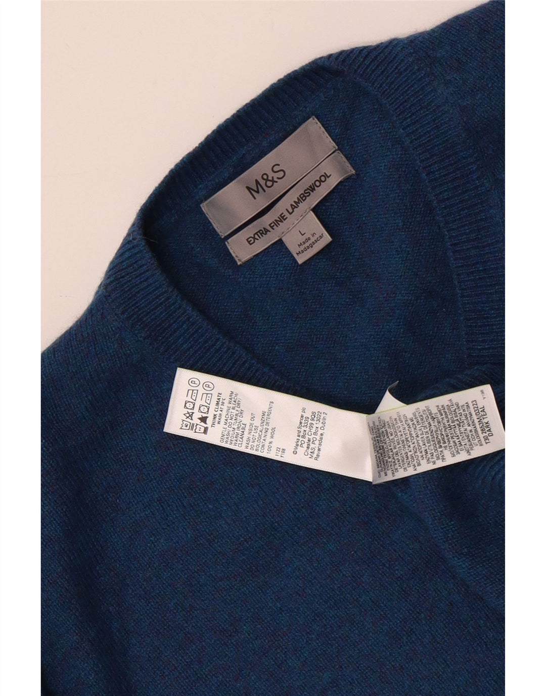 Marks & Spencer Herre V-hals trøje Sweater Large Blue Flecked Wool