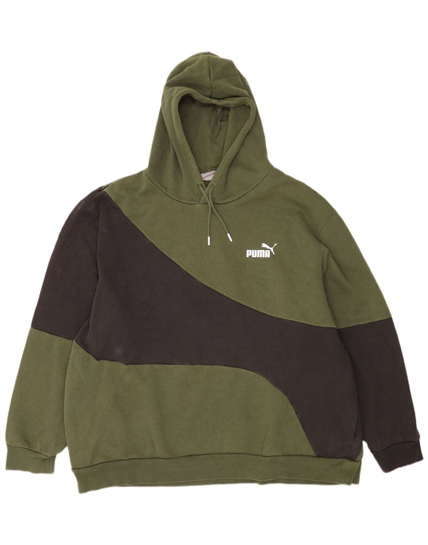 PUMA Hættetrøje til mænd 4XL Grøn Colourblock Bomuld