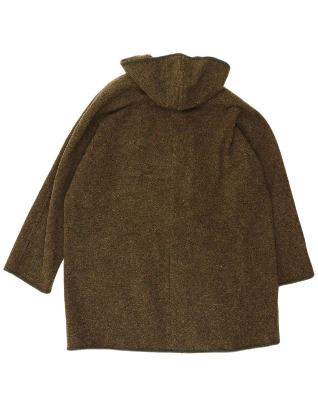 Merlet Dame Hætte Oversized Overfrakke IT 46 Stor Khaki Flecked Uld