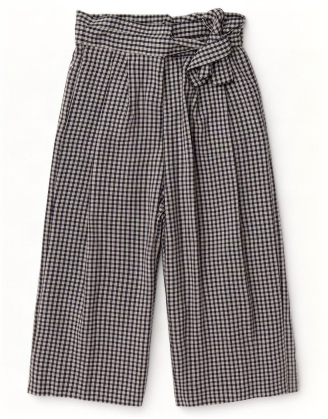 Zara Dame Cullotes Capri Bukser Medium W28 L22 Navy Blue Gingham