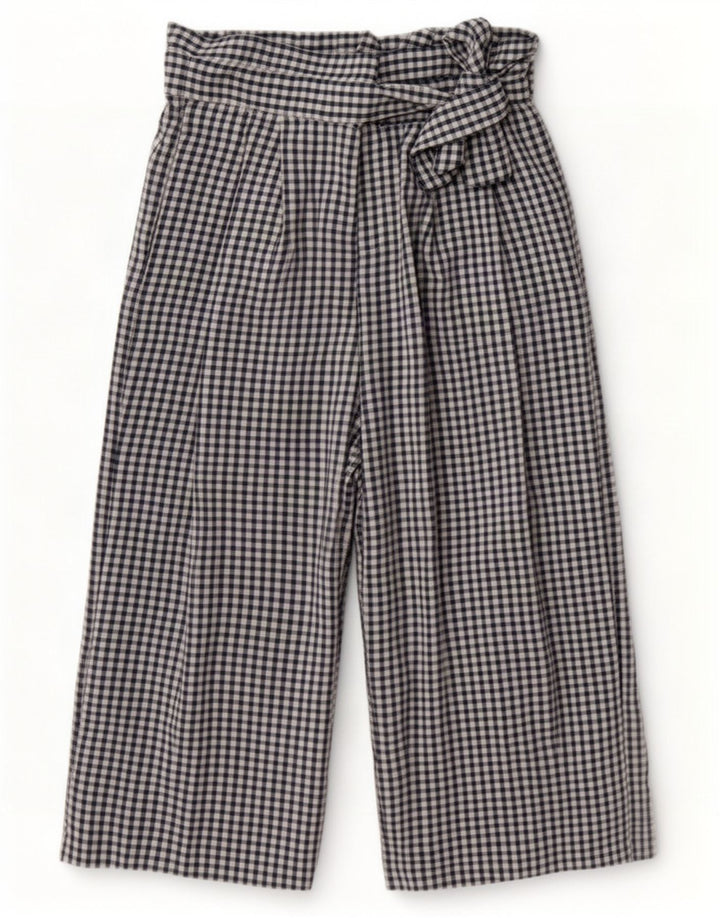 Zara Dame Cullotes Capri Bukser Medium W28 L22 Navy Blue Gingham