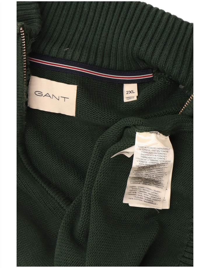 Gant Herre Zip Neck Jumper Sweater 2XL Grøn Bomuld