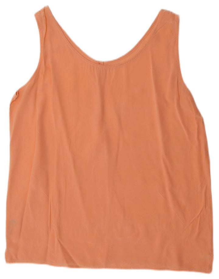 BALLON Dame ærmeløs bluse Top UK 14 Medium Orange Silke