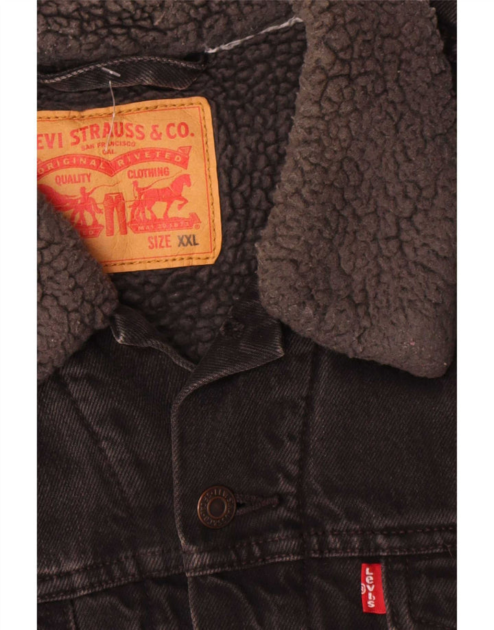 Levi's Herre Denim Sherpa Jacket UK 44 2XL Sort Bomuld