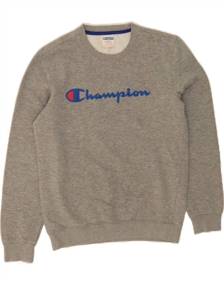 CHAMPION Mens Graphic Sweatshirt Jumper Small Grey Vintage Champion and Second-Hand Champion from Messina Hembry 