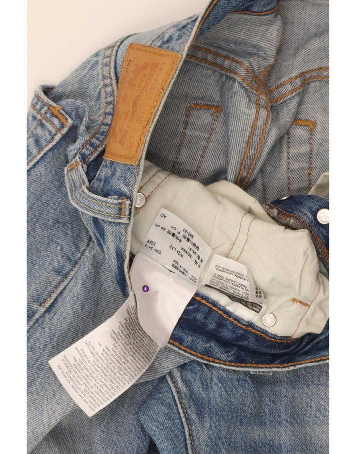 Levi's Dame 501 CT Distressed Straight Jeans W26 L27 Blå Bomuld