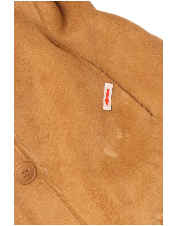 Vintage Sherpajakke til kvinder UK 12 Medium Beige Akryl