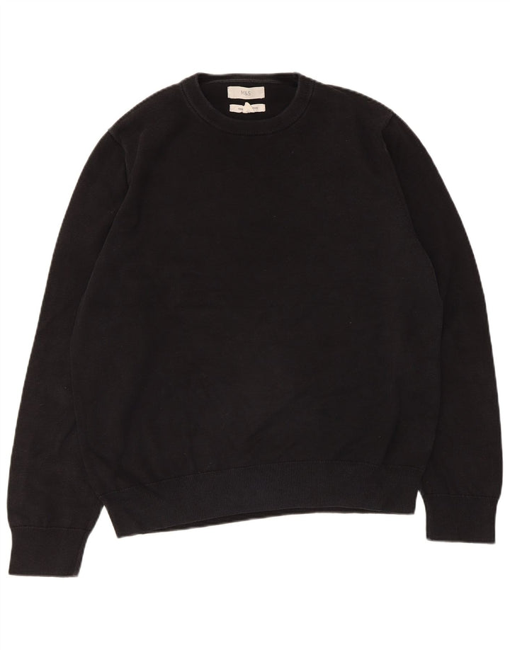 Marks & Spencer Herre sweater med rund hals, stor sort bomuld