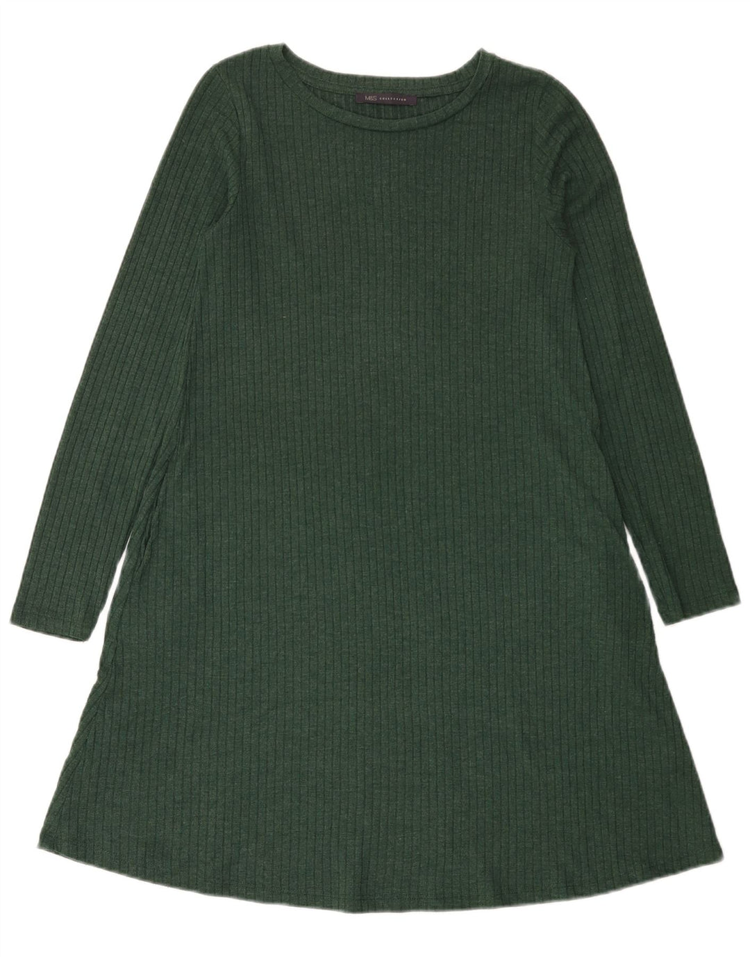 Marks & Spencer Dame Langærmet Jumper Kjole UK 8 Lille grøn polyester