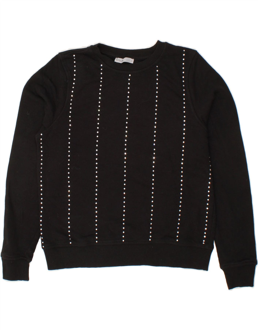 OASIS Womens Sweatshirt Jumper UK 10 Small Black Striped Cotton Vintage Oasis and Second-Hand Oasis from Messina Hembry 
