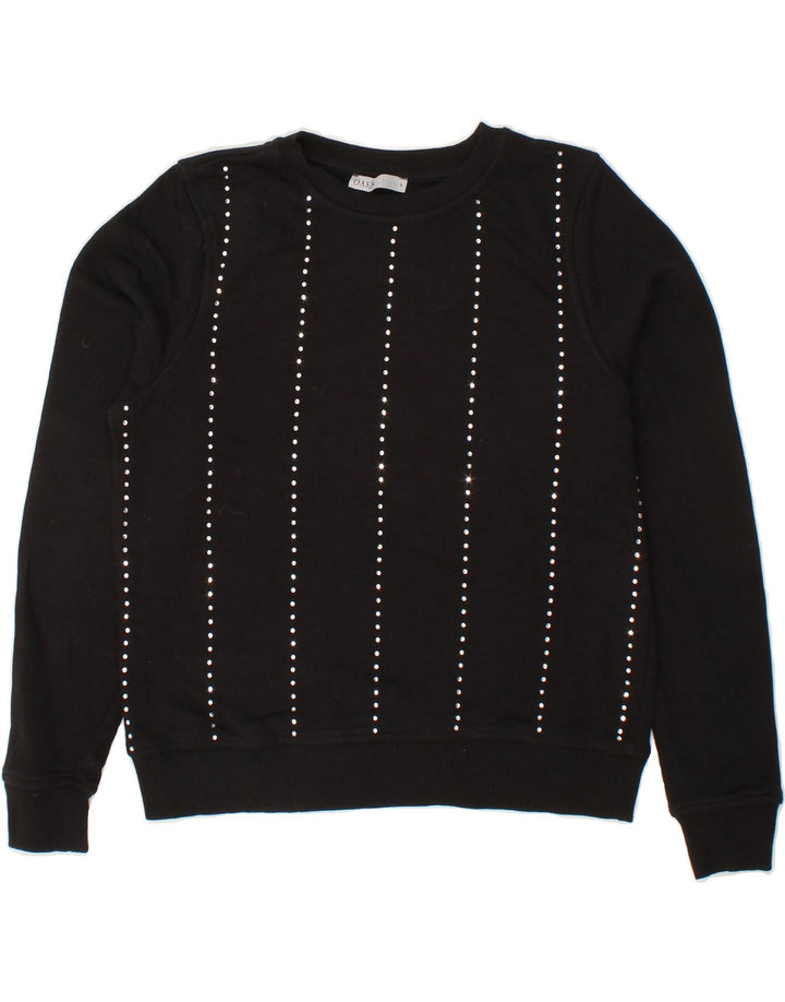 OASIS Womens Sweatshirt Jumper UK 10 Small Black Striped Cotton Vintage Oasis and Second-Hand Oasis from Messina Hembry 