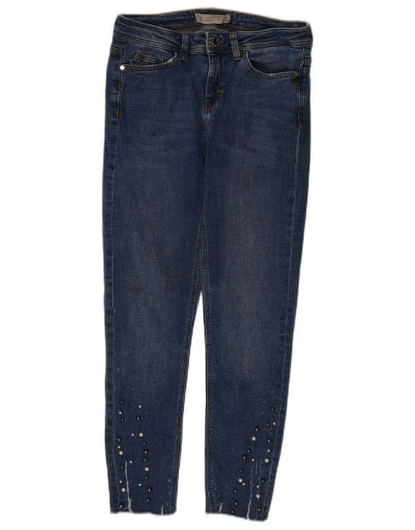 Zara Dame Crop Skinny Jeans EU 36 XS W26 L25 Blå