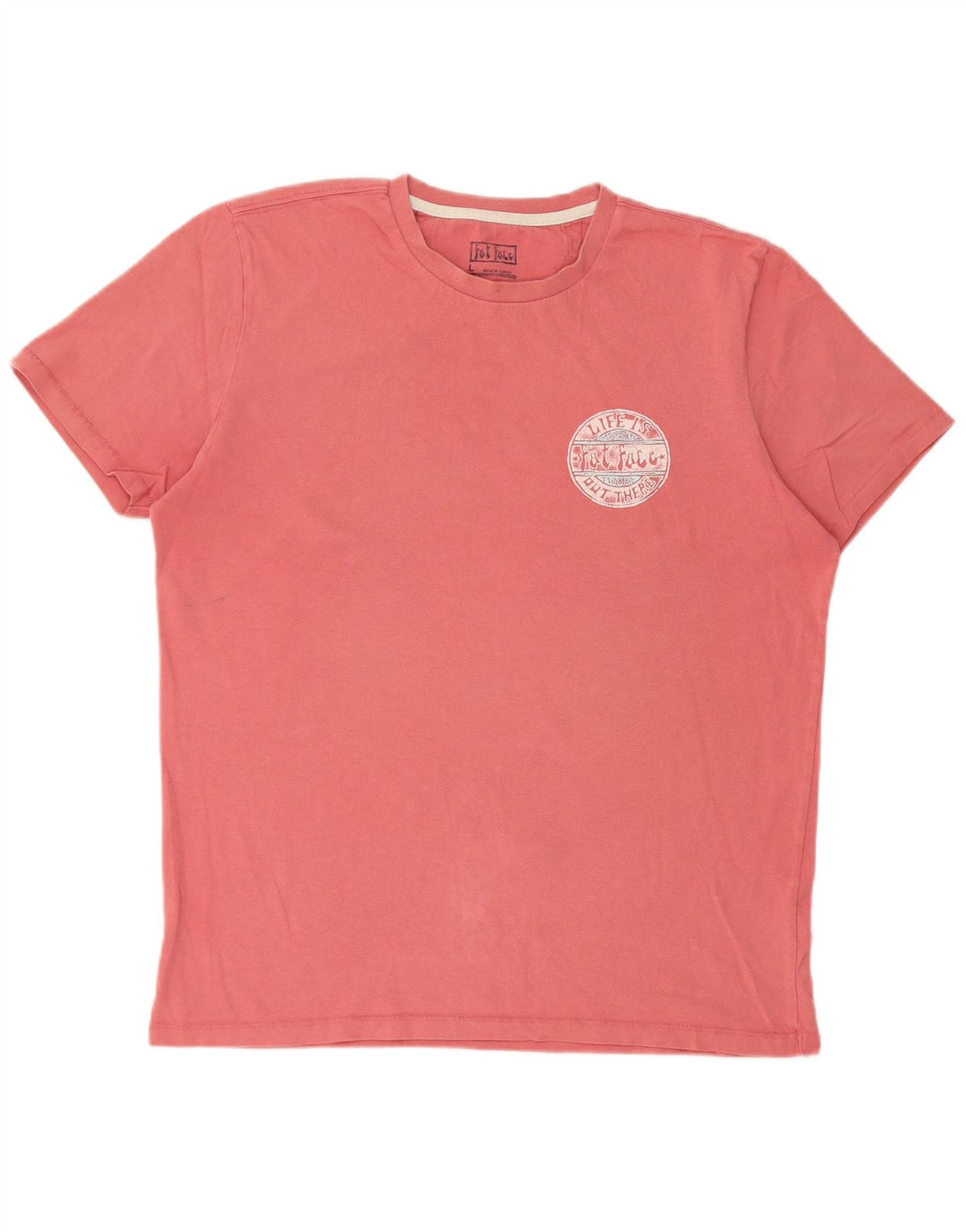 Fat Face Herre Grafisk T-Shirt Top Stor Pink Bomuld