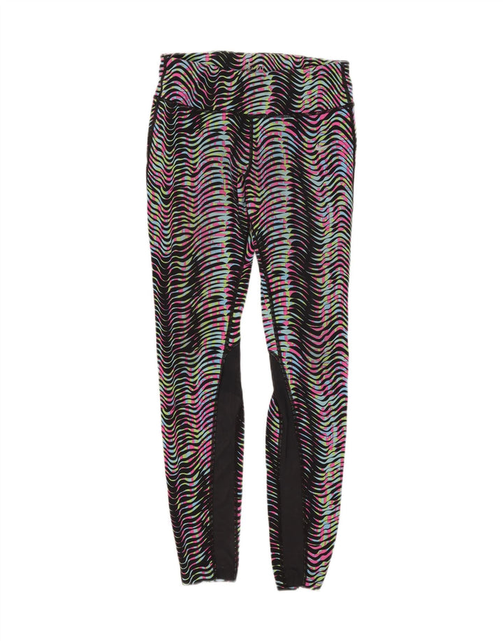 Nike Dame Dri Fit Leggings UK 12 Medium Flerfarvet stribet nylon