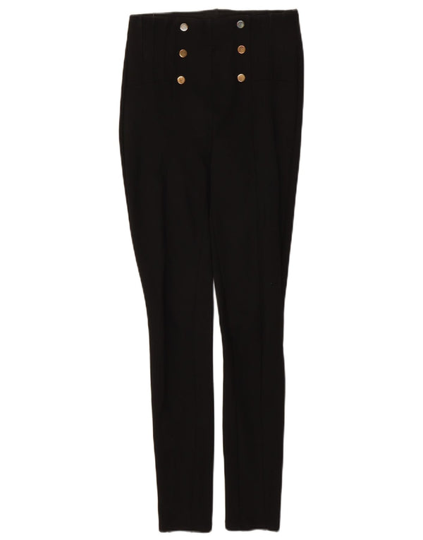 Zara Dame Højtalje Skinny Casual Bukser XS W24 L27 Sort