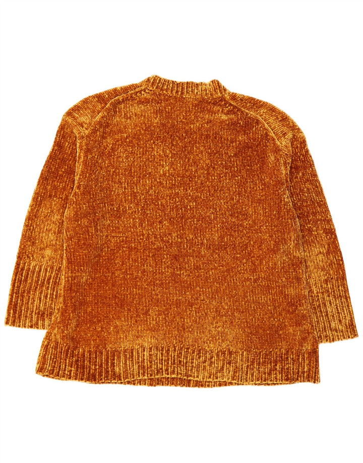 ZARA Dame Oversized V-hals sweater UK 14 Medium Brun Elastomere