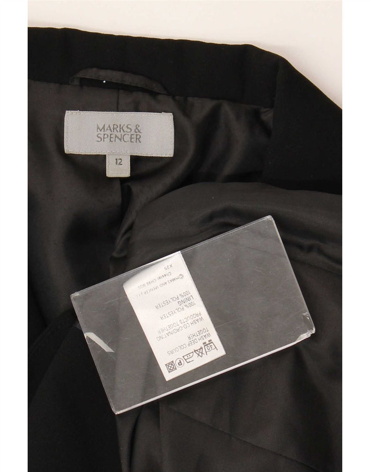 Marks & Spencer Dame 2 Button Blazer Jacket UK 12 Medium Black Polyester