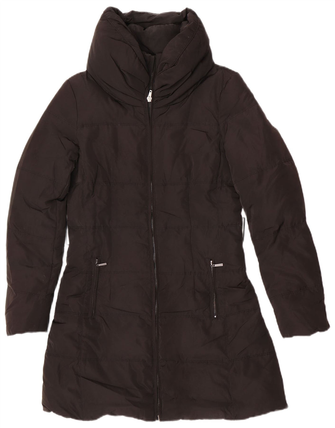 Zara Polstret Frakke til kvinder UK 14 Medium Sort Polyester