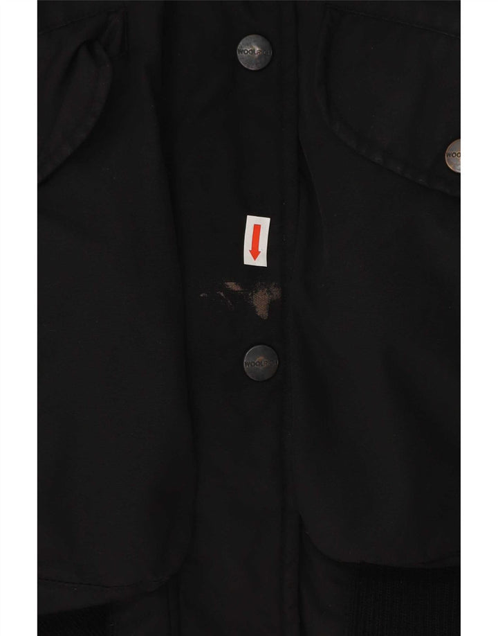 Woolrich Polstret hættejakke til kvinder UK 14 Medium Sort Polyester