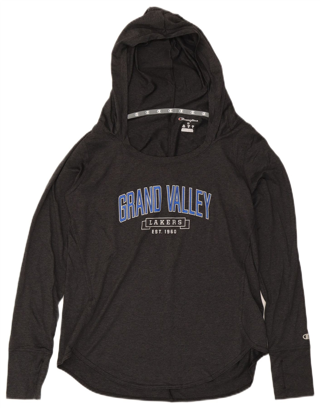 Champion Dame Hooded Grafisk Top Langærmet UK 12 Medium Grey