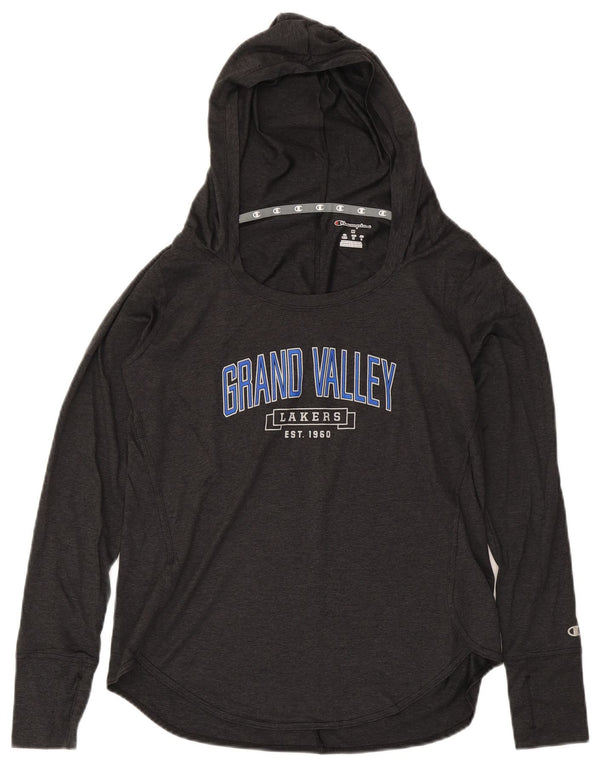 Champion Dame Hooded Grafisk Top Langærmet UK 12 Medium Grey