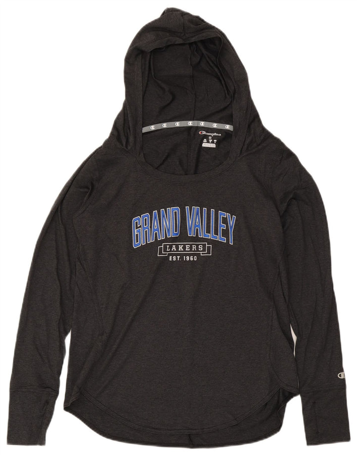 Champion Dame Hooded Grafisk Top Langærmet UK 12 Medium Grey