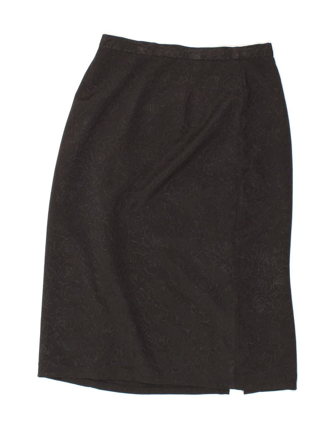 VINTAGE Womens Pencil Skirt UK 14 Medium W28 Black Floral Polyester Vintage Vintage and Second-Hand Vintage from Messina Hembry 