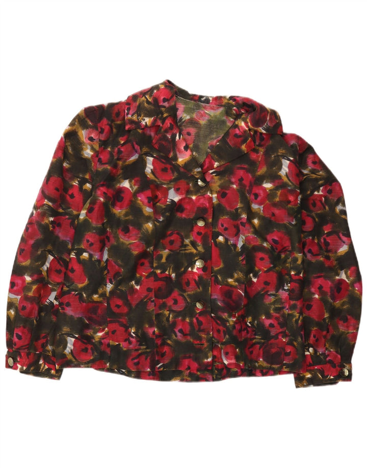 Vintage dameskjorte bluse UK 16 Stor flerfarvet blomster