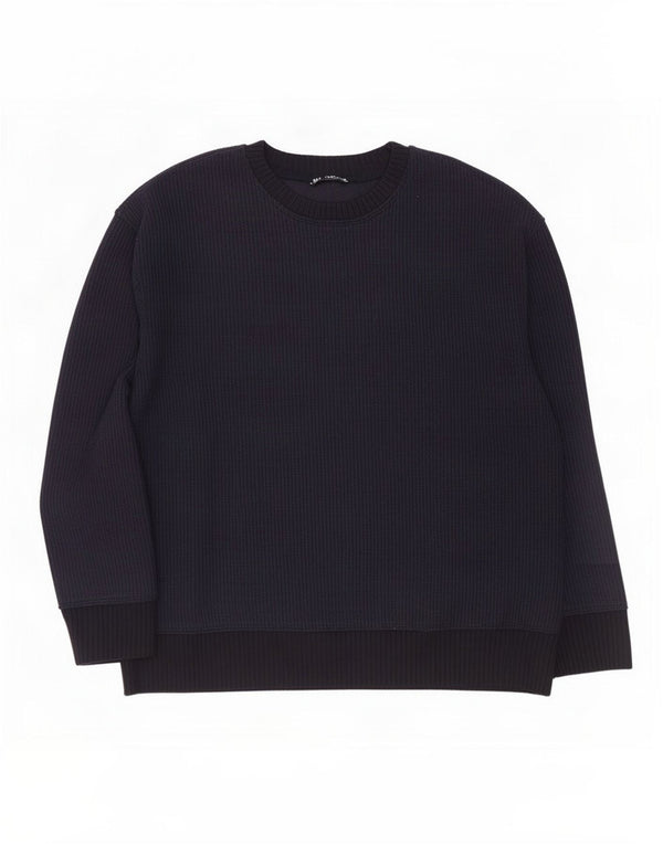 Zara Dame Oversized Boat Neck Jumper Sweater UK 16 Large Navy Blue