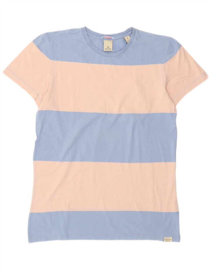 Scotch & Soda Herre T-shirt Top Medium Blue Colourblock Bomuld