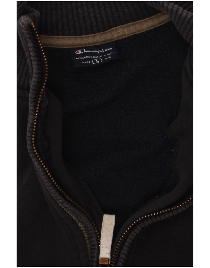 Champion Herre Zip Neck Sweatshirt Jumper Large Navy Blue