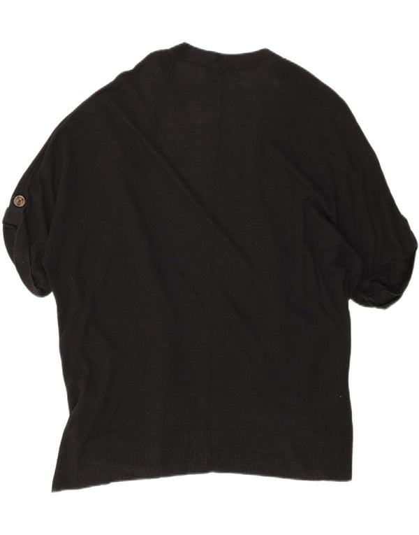 Marks & Spencer Dame Kortærmet Åben Cardigan Top UK 16 Large Black