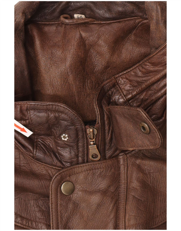 Vintage Herre Bomber Læderjakke IT 54 2XL Brun Læder