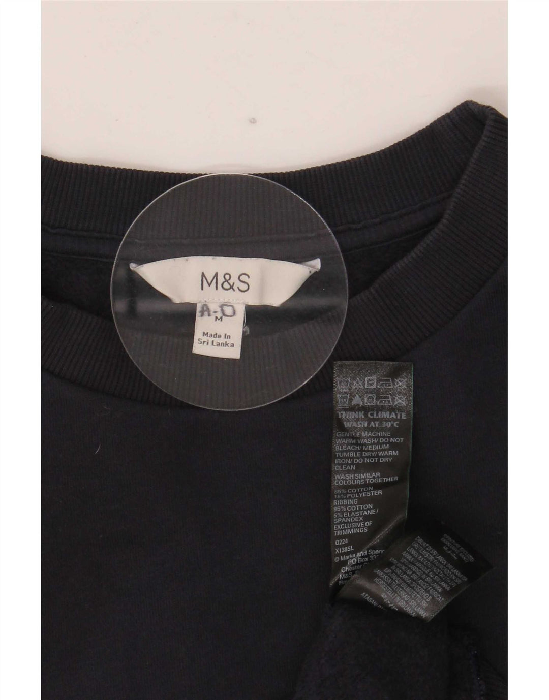 Marks & Spencer Dame Sweatshirt Jumper UK 14 Mellem marineblå bomuld