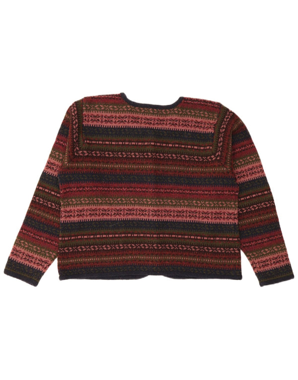 Vintage dame cardigan sweater UK 14 Medium Flerfarvet Fair Isle Wool