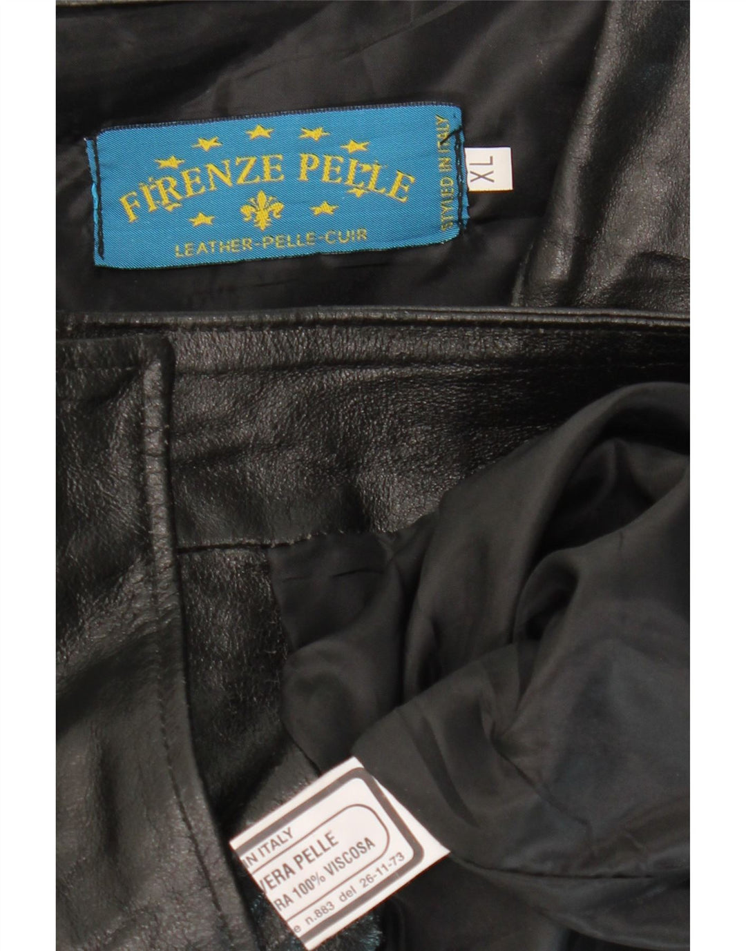VINTAGE Herre Læderjakke UK 42 XL Sort Læder