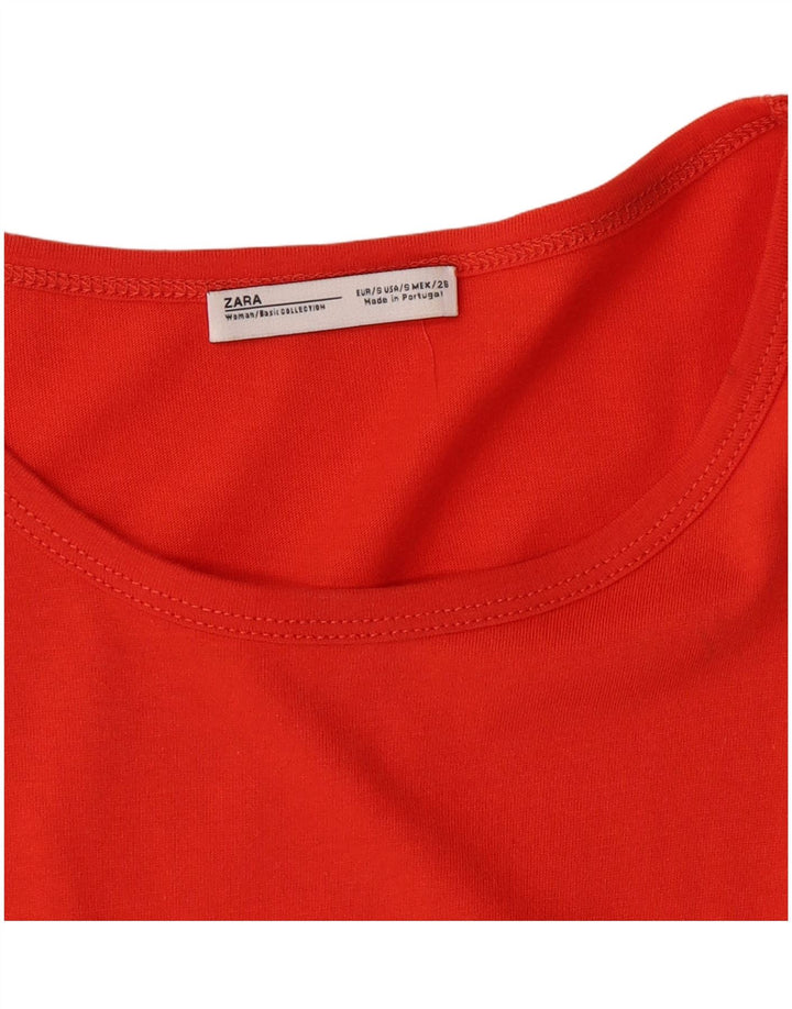 ZARA Womens Crop Bluse Top UK 8 Small Orange Floral
