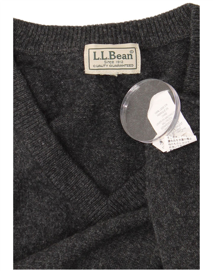 L.L.BEAN Dame V-hals sweater UK 16 Stor grå uld