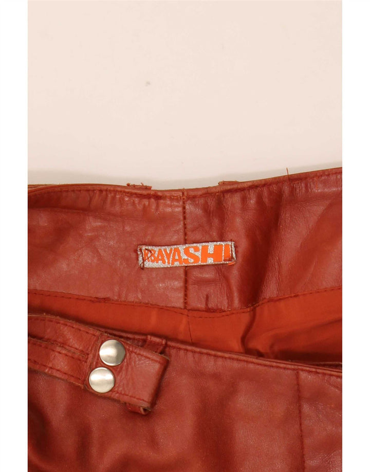 Vintage Dame Bootcut Læderbukser Små W27 L31 Brun