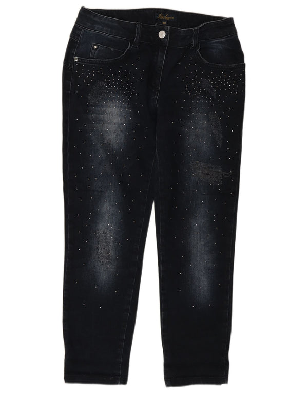 LUISA SPAGNOLI Dame Slim Cropped Jeans IT 40 Small W27 L25 Navy Blue