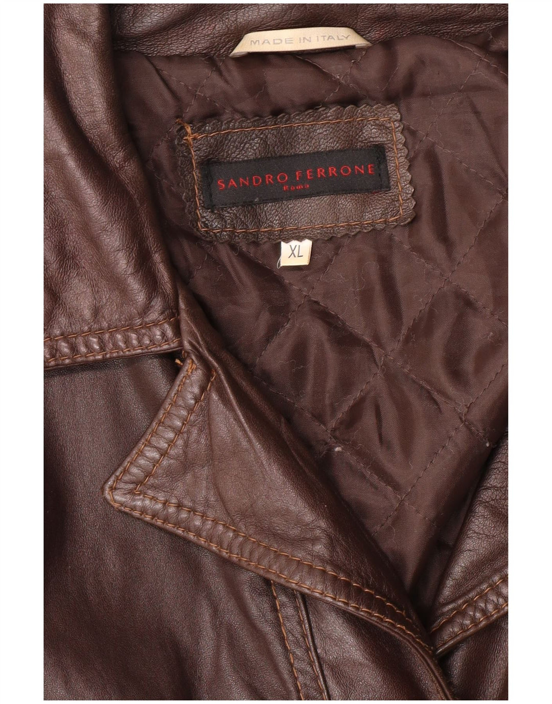Sandro Ferrone Dame Crop Læderjakke UK 18 XL Brun