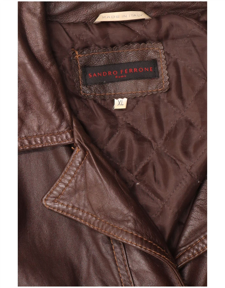 Sandro Ferrone Dame Crop Læderjakke UK 18 XL Brun