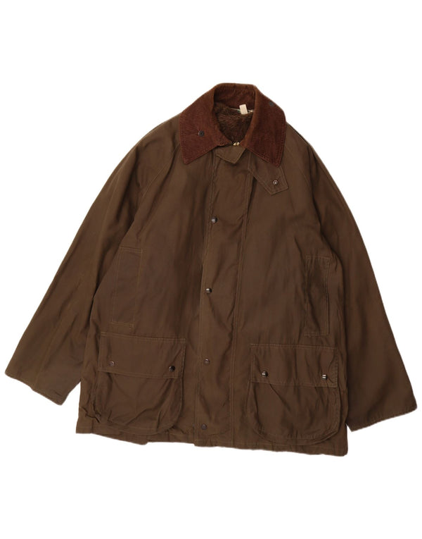 Vintage Herre Loose Fit vokset bomuldsjakke UK 36 Small Khaki Polyester