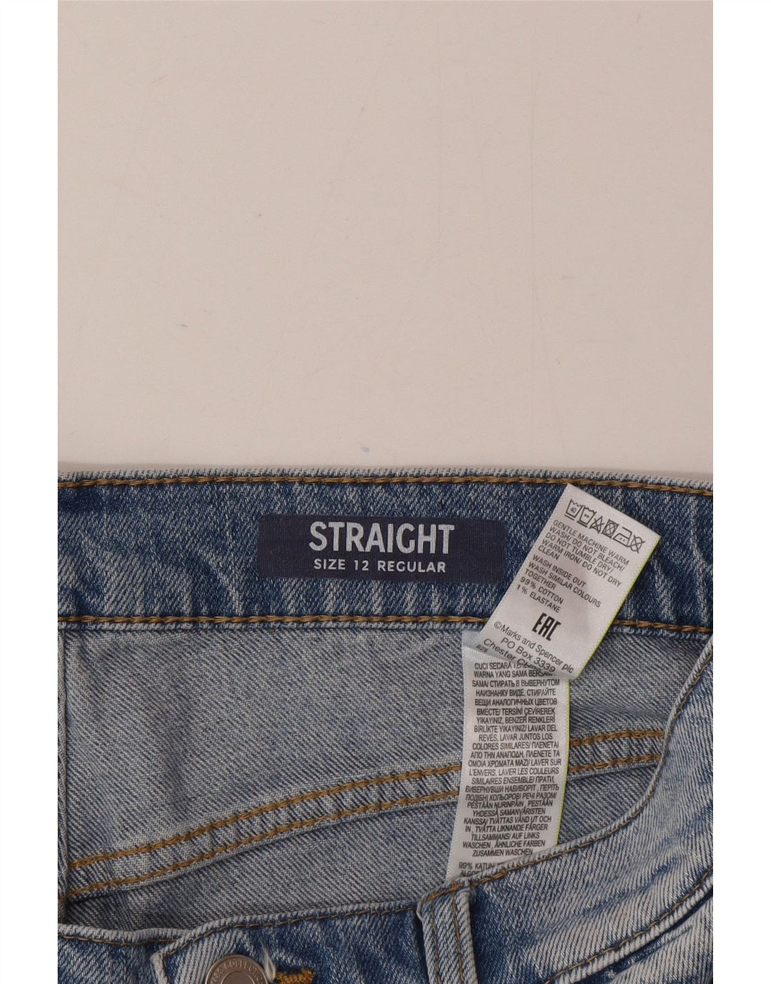 Marks & Spencer Dame Regular Straight Jeans UK 12 Medium W30 L25 Blue