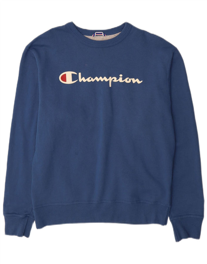 Champion Herre Grafisk Sweatshirt Jumper Medium Blå Bomuld
