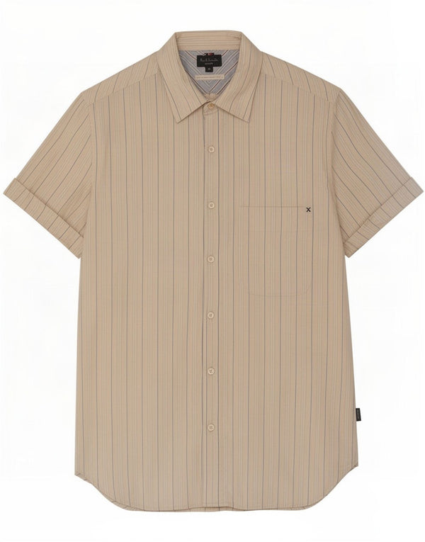 Paul Smith Kortærmet Herreskjorte Medium Beige Stribet Bomuld