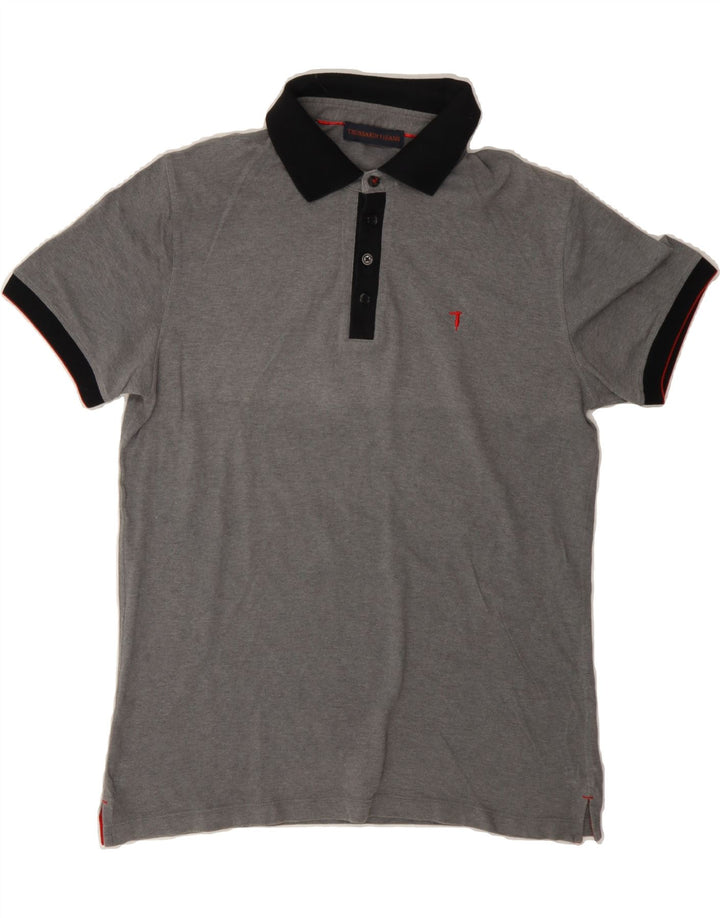 TRUSSARDI JEANS Mens Polo Shirt Medium Grey Cotton Vintage Trussardi Jeans and Second-Hand Trussardi Jeans from Messina Hembry 