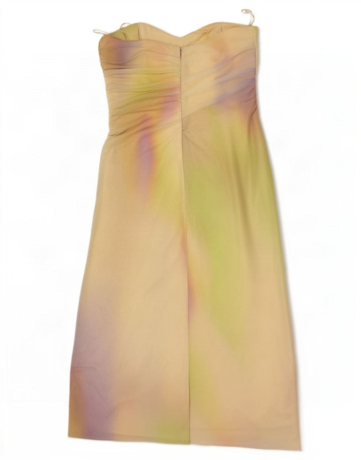 Zara Dame Blonde Stropløs Kjole UK 14 Stor Flerfarvet Polyester