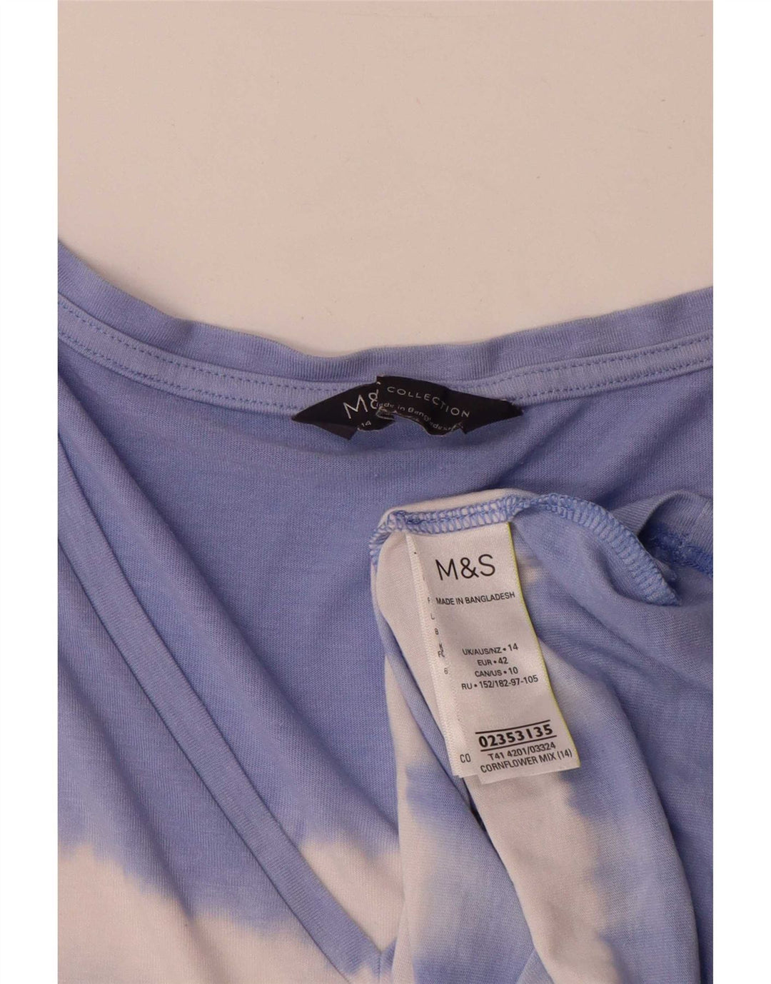 Marks & Spencer Dame Oversized T-Shirt Top UK 14 Large Blue Tie Dye